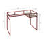 Bureau d'écriture en métal avec base en métal avec finition rouge et plateau de rangement en verre transparent de 5 mm