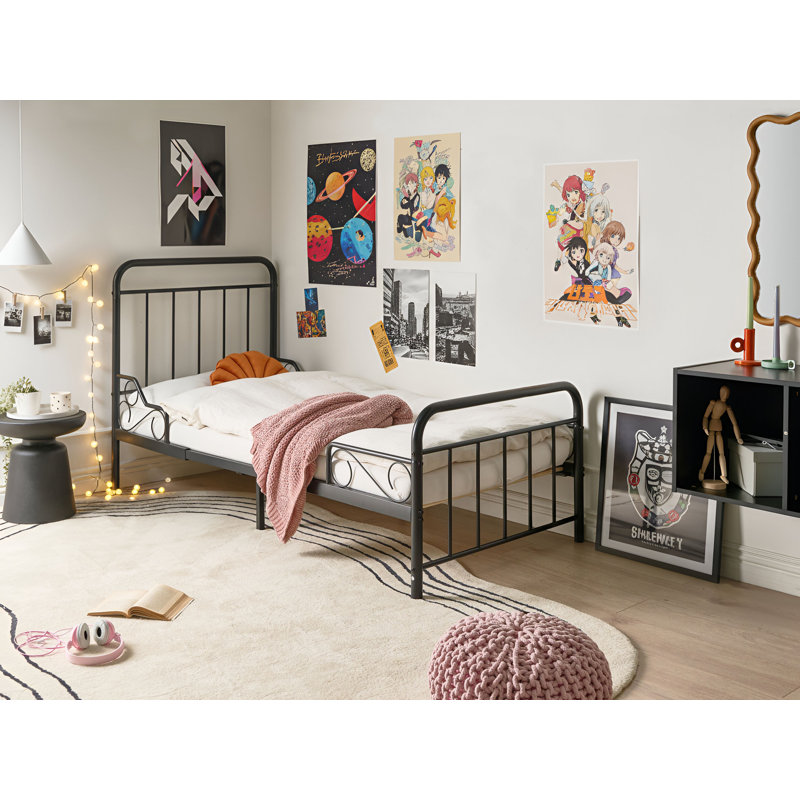 Extendable Kids Bed Metal ANAIS 90 x 200 cm (EU Single) Black, Black