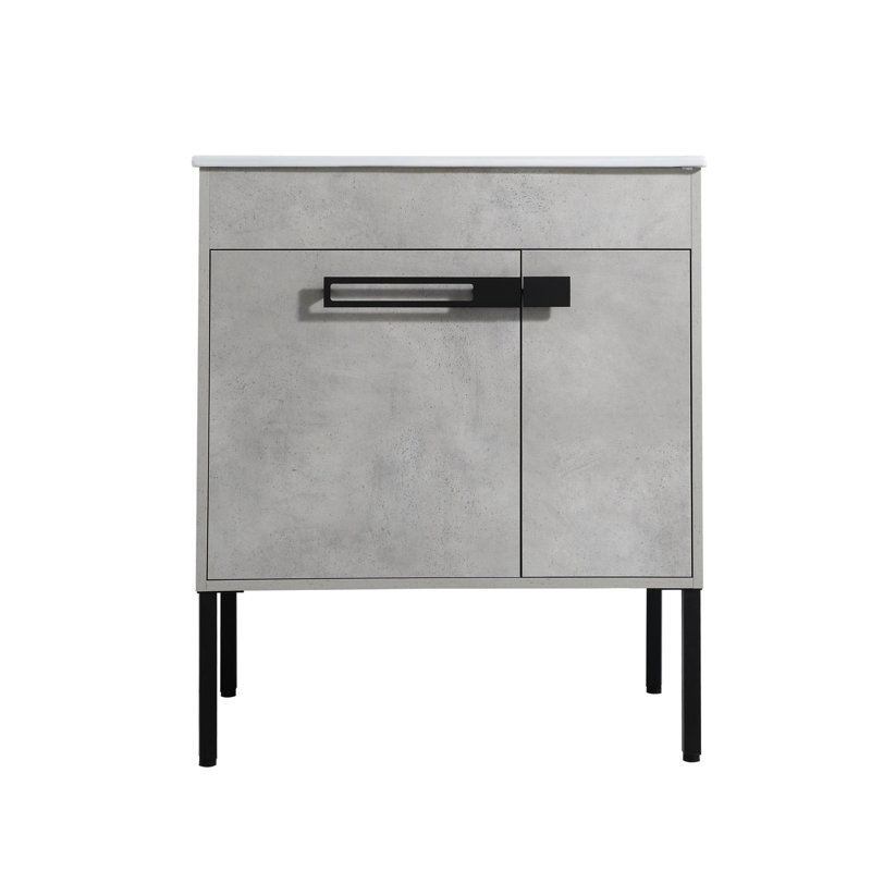 Meuble-lavabo de 30 po de couleur gris ciment, fabrication en contreplaqué, options de montage mural et autoportant 30 po, gris, look moderne