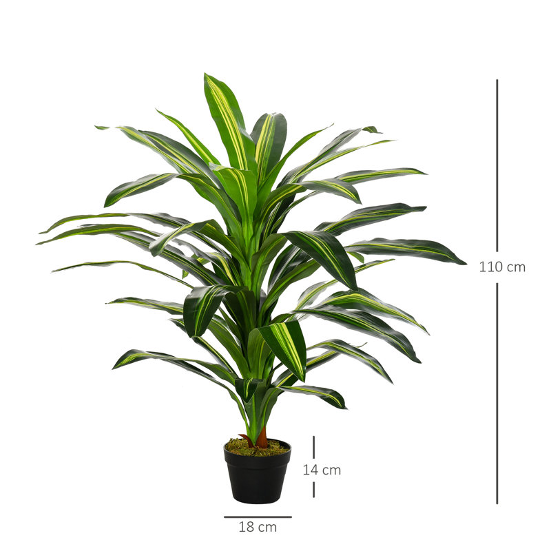 110cm Faux Dracaena Plant in Cement Pot