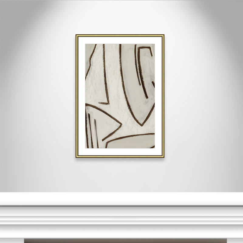 Dessin au trait - Peinture encadrée, Encadrement doré, L 26,75 po x H 36,75 po