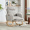 Chaise longue rembourrée en suède doux pour sièges de restaurant - Repose-pieds réglable, dossier haut, poches latérales, pieds en bois massif, fonction coulissante | Beige