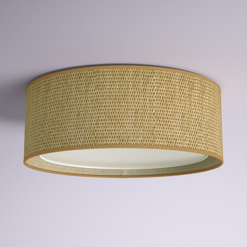 Addae 15.7" W 3-Light Dimmable Acrylic Shade Flush Mount, Flaxen