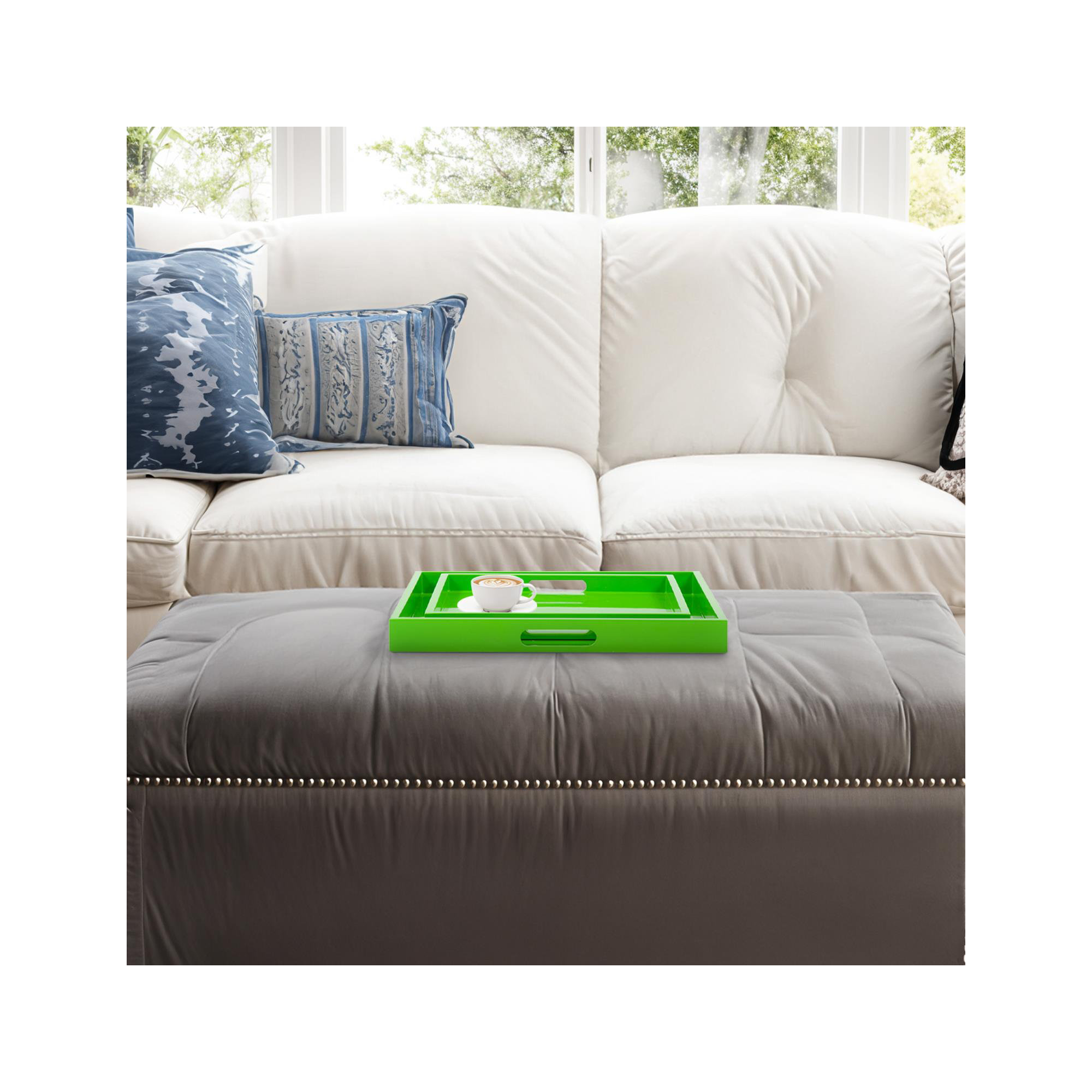 Lavande 2 Piece Tray Set, Green