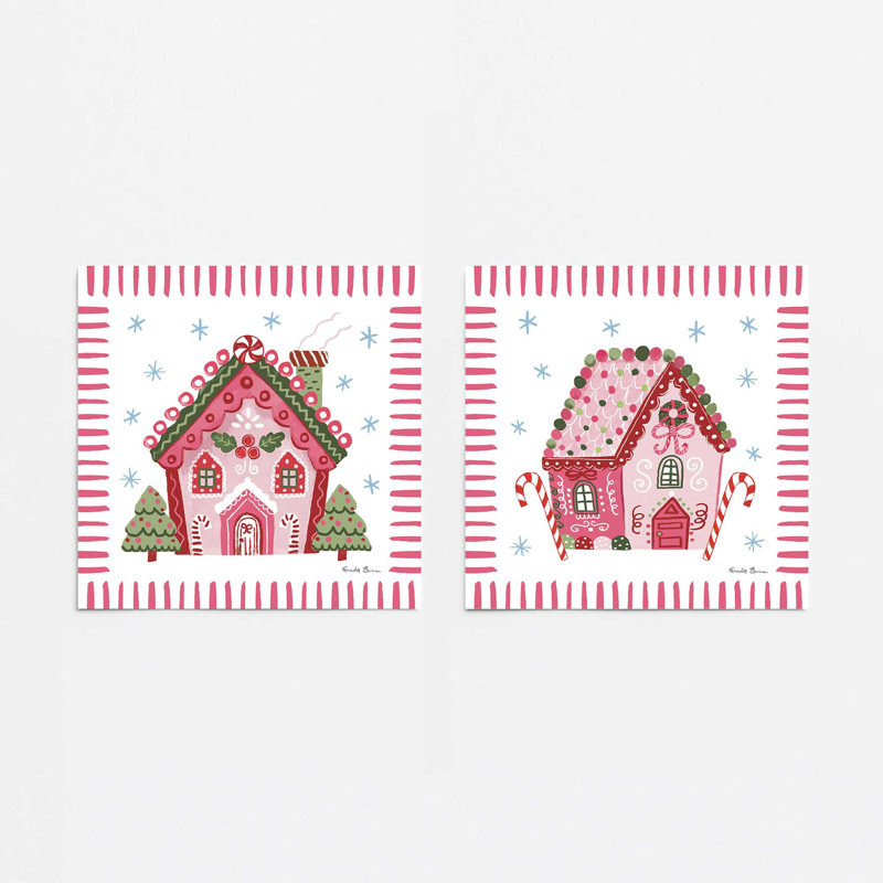 Ensemble de 2 estampes Ribboned Holiday, 12 po x 12 po, Sans cadre