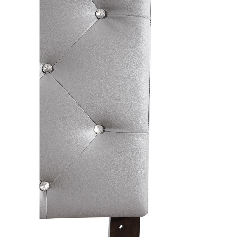 Grand lit gris avec tête de lit en similicuir Pu