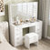 Ramayo Vanity Mirror with LED Light with 11 Drawers and Hairdryer Holder