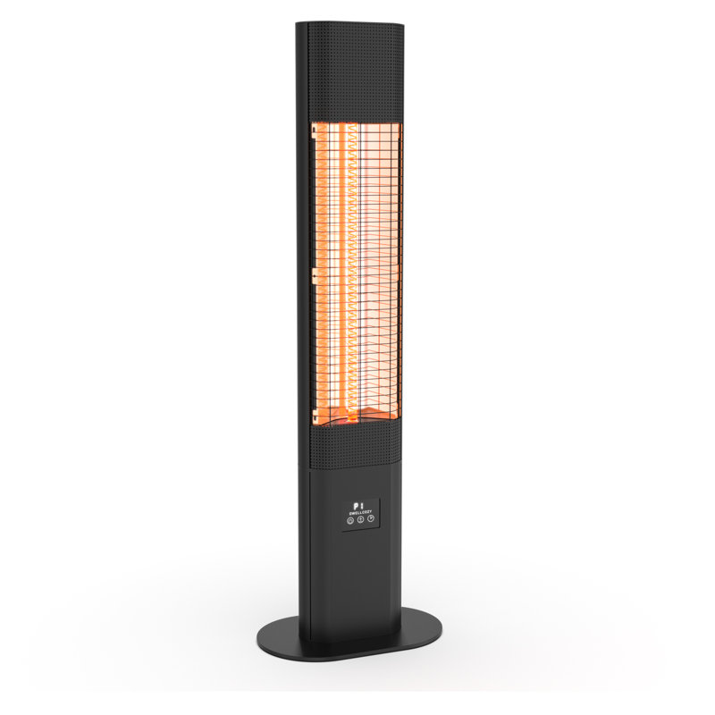 1500W Electric Freestanding Patio Heater With Remote Control, 5 Power Setting, 24H Timer Setting