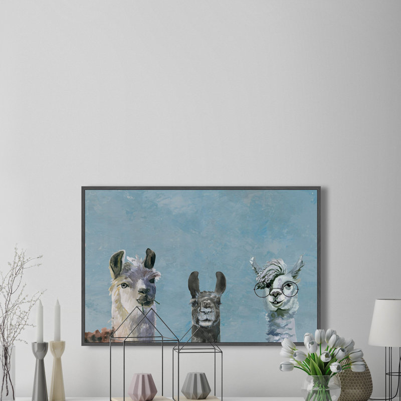 " Llama Geeks " by Marmont Hill Painting Print, 20" H x 30" W x 1.5" D