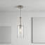 Mini luminaire suspendu transitionnel Hernando avec abat-jour en verre martelé transparent et finition en acier industriel pour l'intérieur