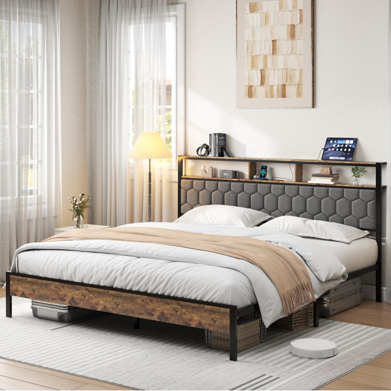 King Size Bed Frames With Upholstered Headboard, King