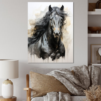 Décoration murale minimaliste cheval noir I - cheval