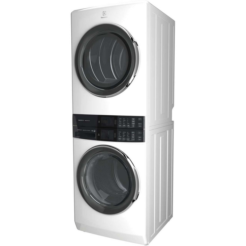 Laundry Tower Single Unit Front Load 4.5 Cu. Ft. Washer & 8 Cu. Ft. Electric Dryer, White, Electric