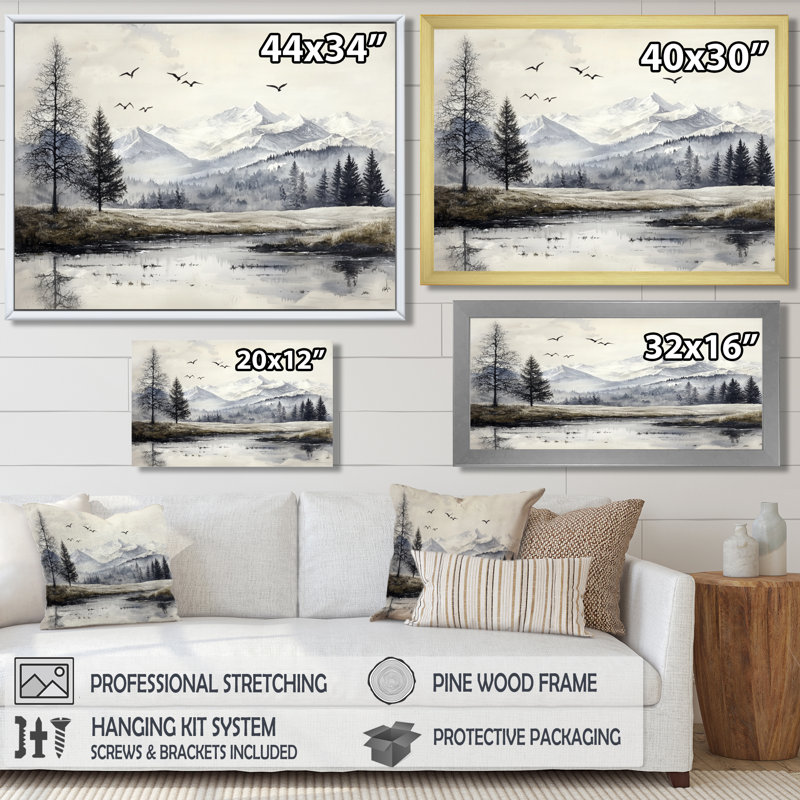 «Western Mountains Winter Charm I», impression de paysage de montagne, Reproduction encadrée d'une seule photo sans pass