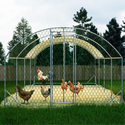 26'X9'x6'large Metal Chicken Coop,Walk-In Poultry Cage,Chicken Run With Waterproof Cover,Outdoor Backyard Farm,Chicken Rabbits Duck Run Pen,Easy To Assemble And Clean