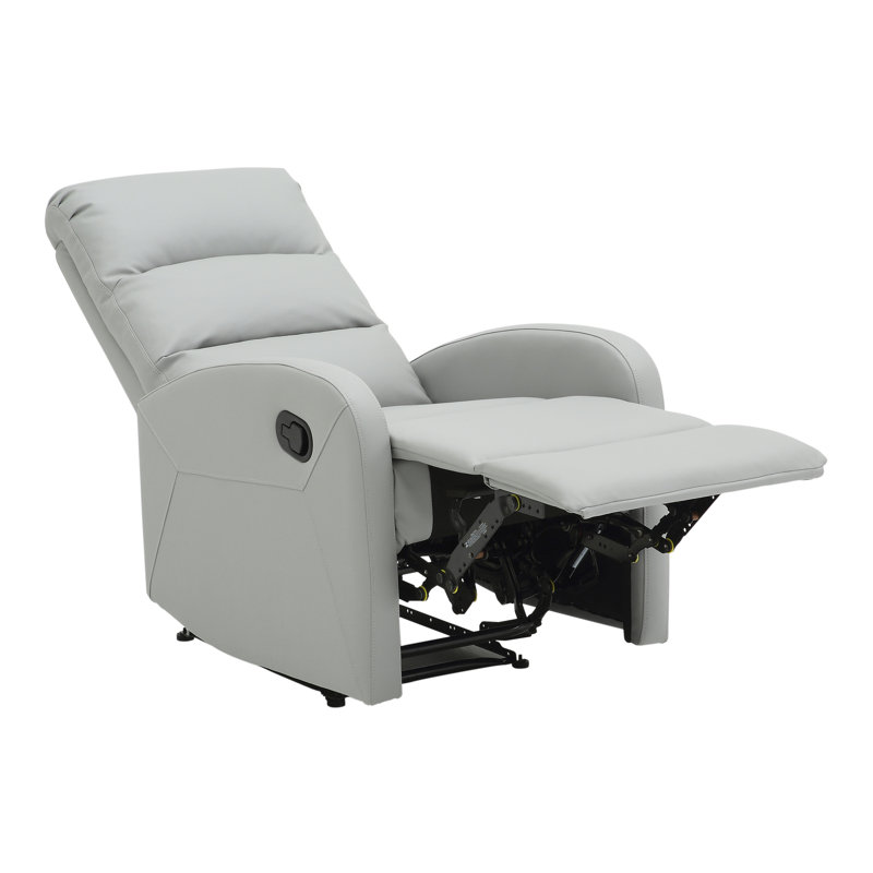 Vadys Faux Leather Recliner, Light Gray Faux Leather