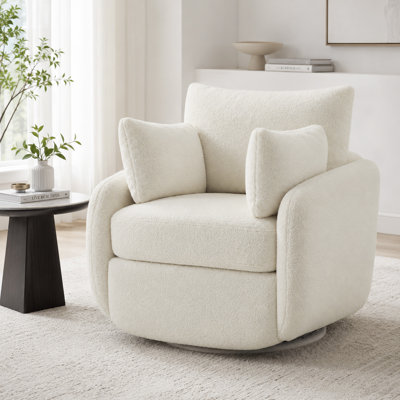 Chaise d'appoint moderne pivotante à 360 ° avec revêtement Sherpa Boucle