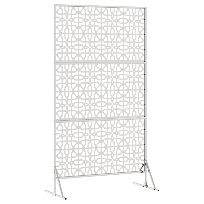 Metal Fence Panel Metal Large Pattern Fence Panel, Silver