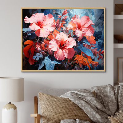 " Pink And Blue Hibiscus Modern Charm "