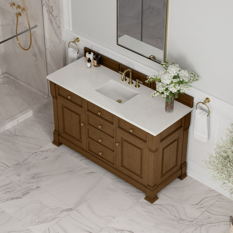Brookfield Single Vanity, Widespread, Honey Oak, Lime Delight