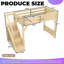 Lit mezzanine en bois massif UnaNidus avec garde-robe intégré, tablettes de rangement et garde-corps-820374447