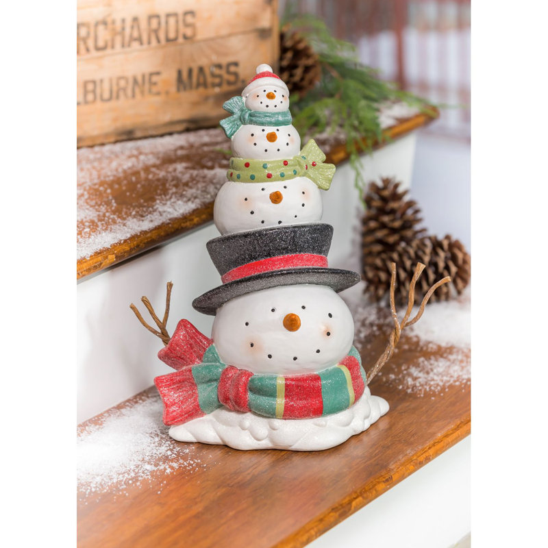 Statuaire de jardin bonhomme de neige empilé