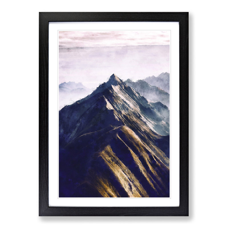Mountain Ridge in Switzerland - Picture Frame Painting Print, Black Framed, 33cm H x 24cm W x 2cm D