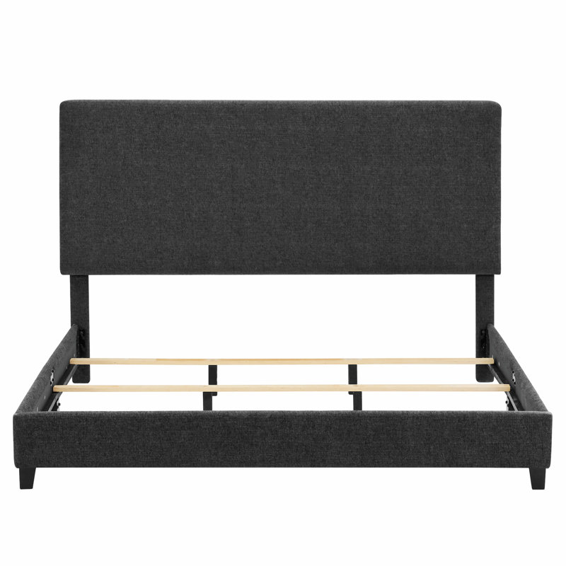 Aryia Boucle Upholstered Platform Bed, King, Gray