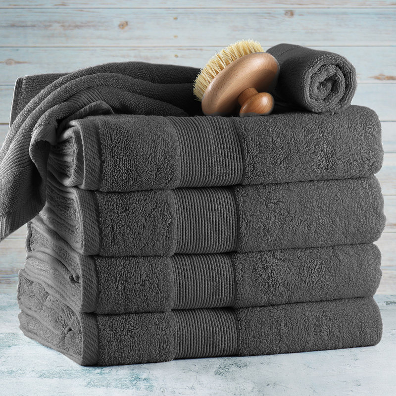 Danni-Leigh 6 Piece 100% Cotton Towel Set., Dark Gray, 6-pack Bath Towel Set