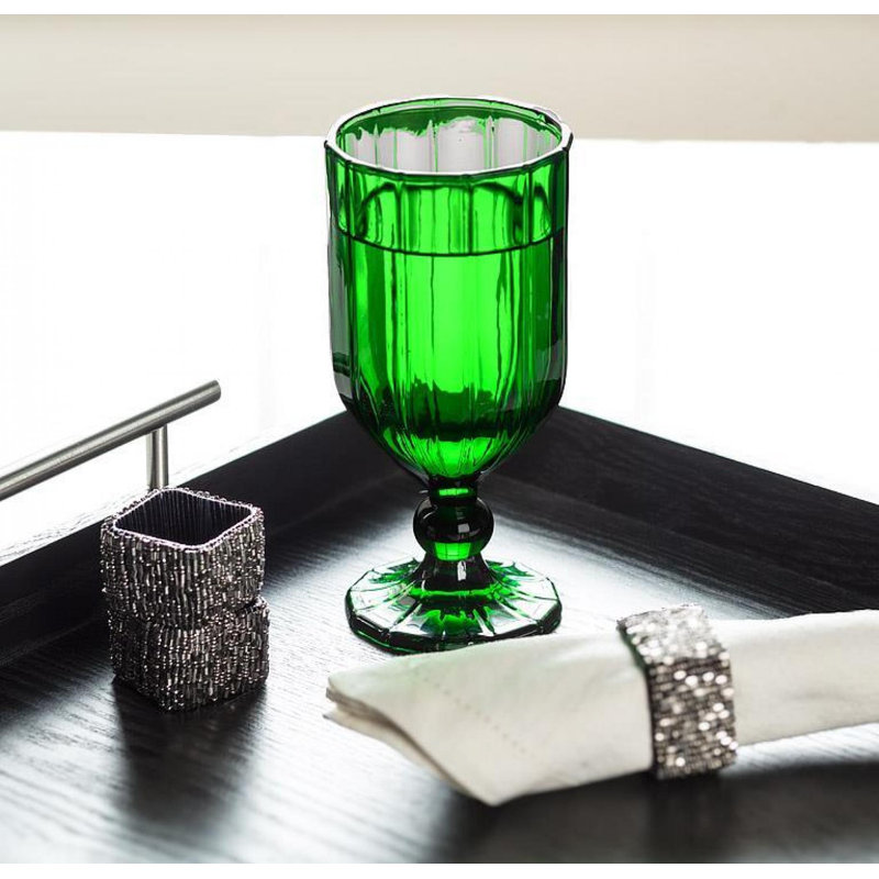 Green Panel Goblet Glass