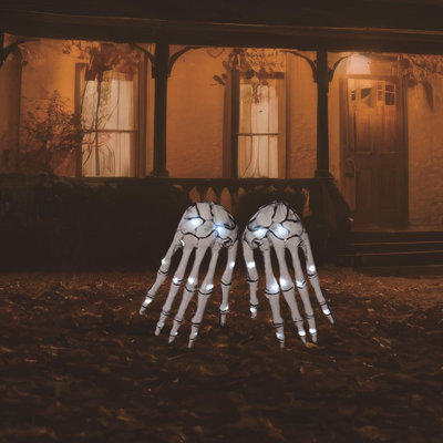  3 ft. LED Prelit Posable Skeleton Hands Halloween Decor