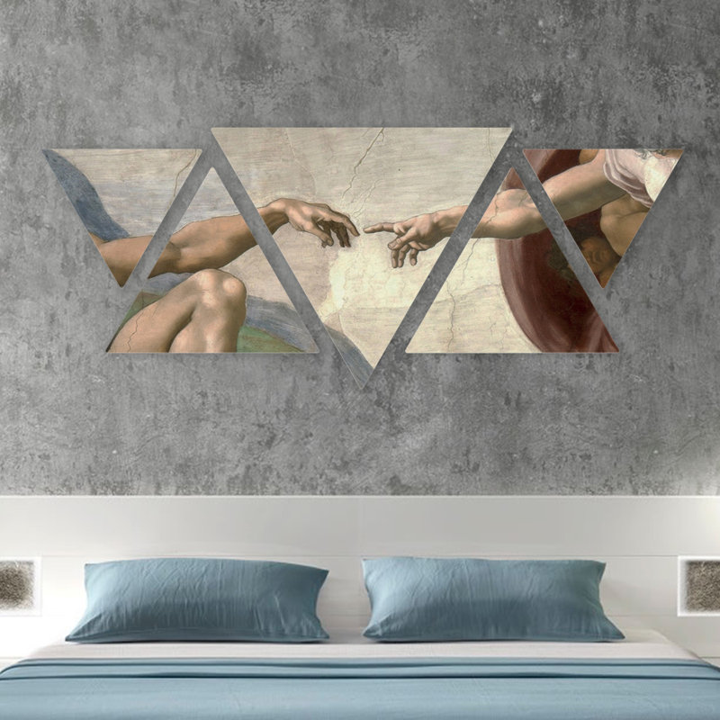 Rosalind Wheeler - 5 Multi Pannello Triangolare - Michelangelo - La Creazione Di Adamo - Legno Mdf - 180X70