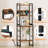 Rustic Brown Industrial Display Shelf With Charging Station, Stackable Organizer For Living Room/Bedroom