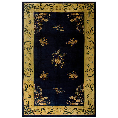 Tapis bleu antique en laine de Pékin