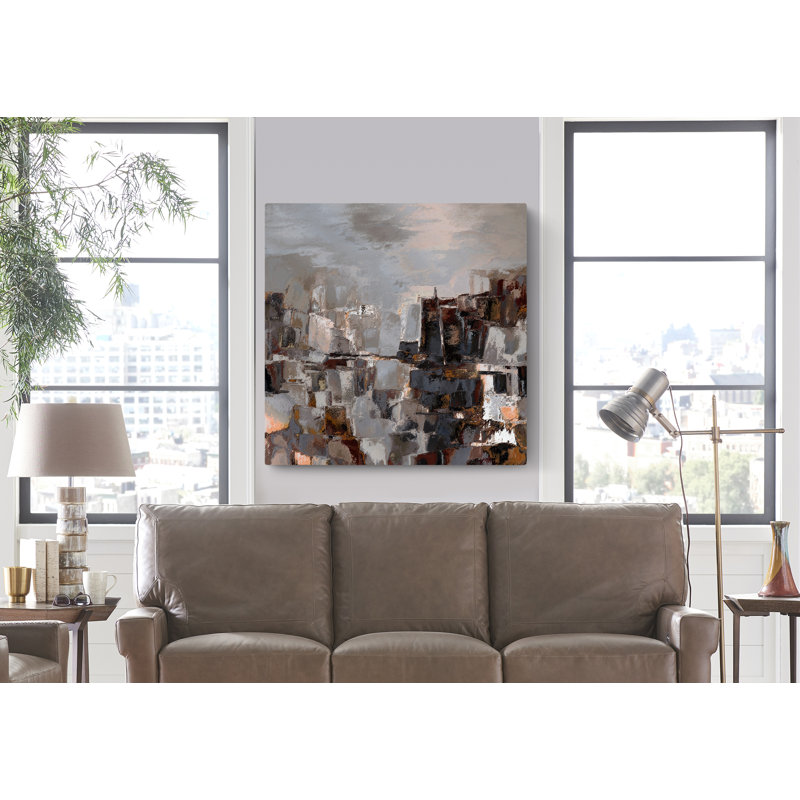 Après-midi grattoirs III - peinture sur toile tendue, H 8 po x l 8 po x P 0,75 po