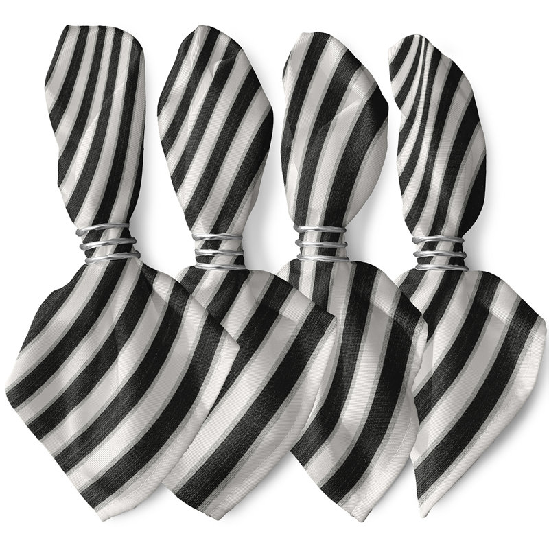 Marydel Polyester Striped Square Napkin, 18" W x 18" L, Black