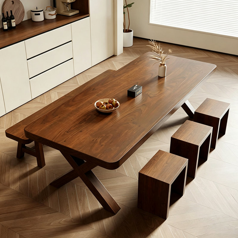 Solid wood rectangular dining table, 29.53" H x 78.74" W x 31.5" D