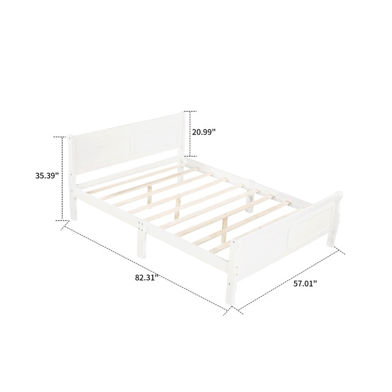 Baheerah Full Size Wood Platform Bed with Center Support Legs, White