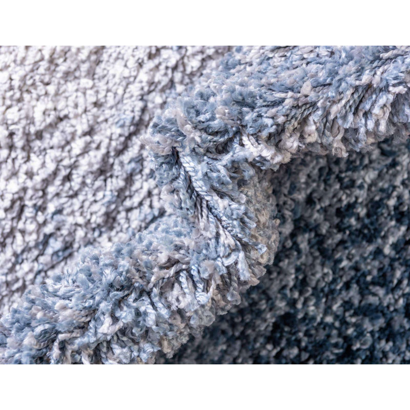 Tapis bleu à rayures Mitzy, Tapis de couloir 2 pi 2 po x 6 pi
