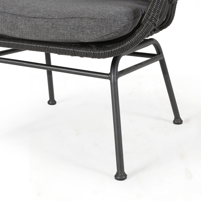Chaise de patio avec coussins (ensemble de 2), Gris, Noir, noir, noir, noir