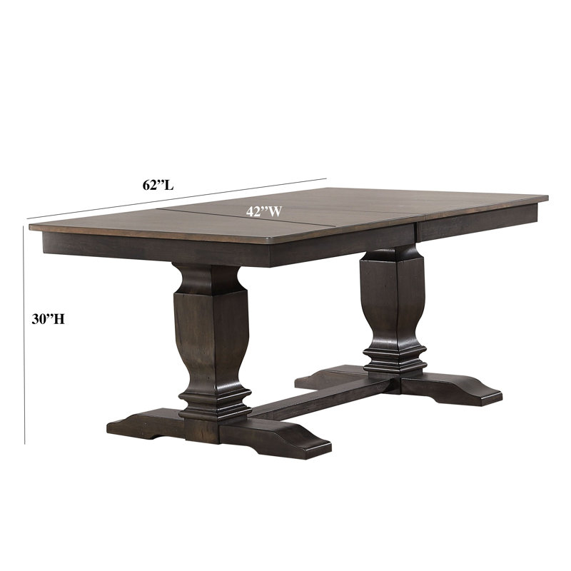 Comari 6 Person Extendable Solid Wood Dining Set in Grey With Takeout Leaf, Gray, Black