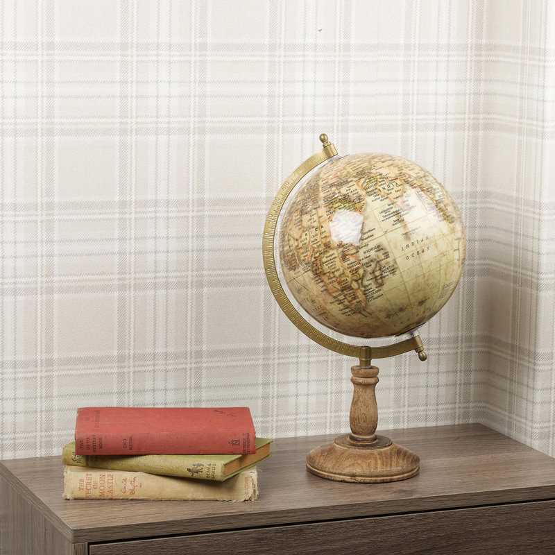 Wood Tabletop Globe, 37cm H x 20cm W x 20cm D
