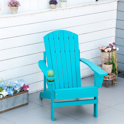 Fauteuil bleu ciel avec porte-gobelet, extérieur pour patio, pelouse, terrasse, jardin, cour arrière, foyer et intempéries