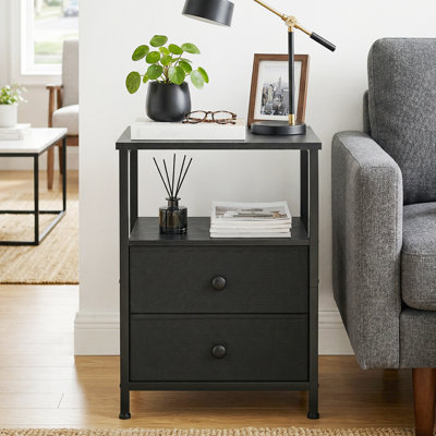 Table de chevet, petites tables de chevet avec 2 tiroirs en tissu pour la chambre à coucher