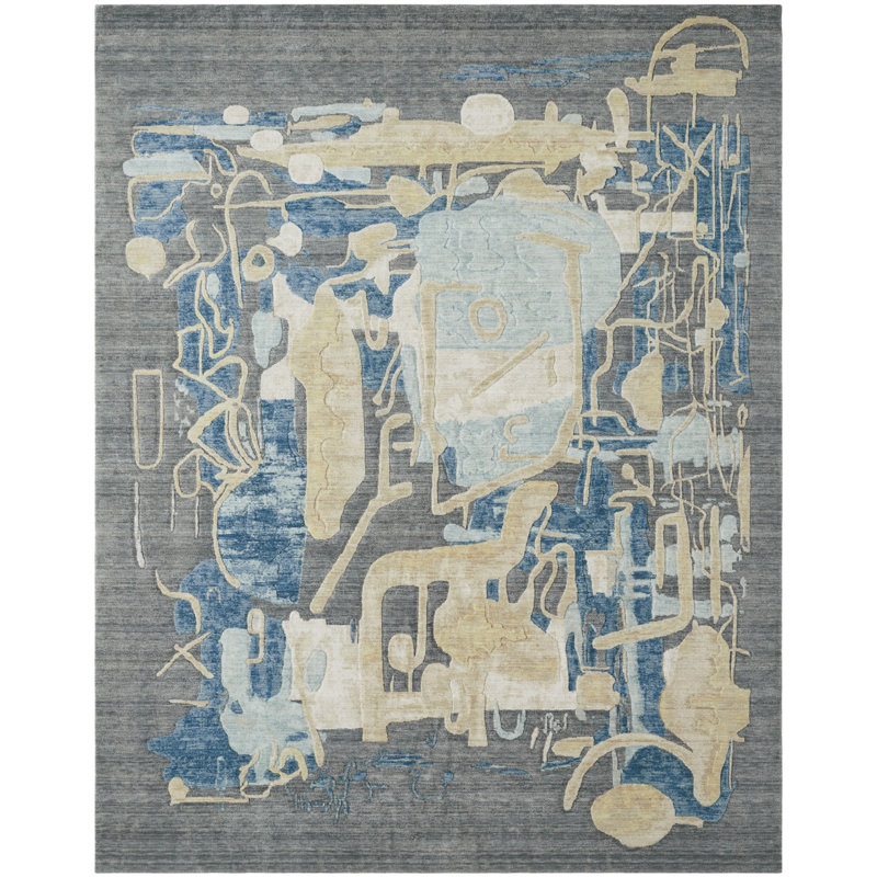 Studio Glyphs By Katie Merz Wool Abstract Area Rug, Rectangle 2' x 3'