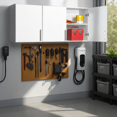 Armoire de garage murale, armoire de rangement, armoire de salle de bain, armoire de cuisine avec 2 tablettes réglables Watse, P 12 po x l 54 po x H 24 po Watse, gris