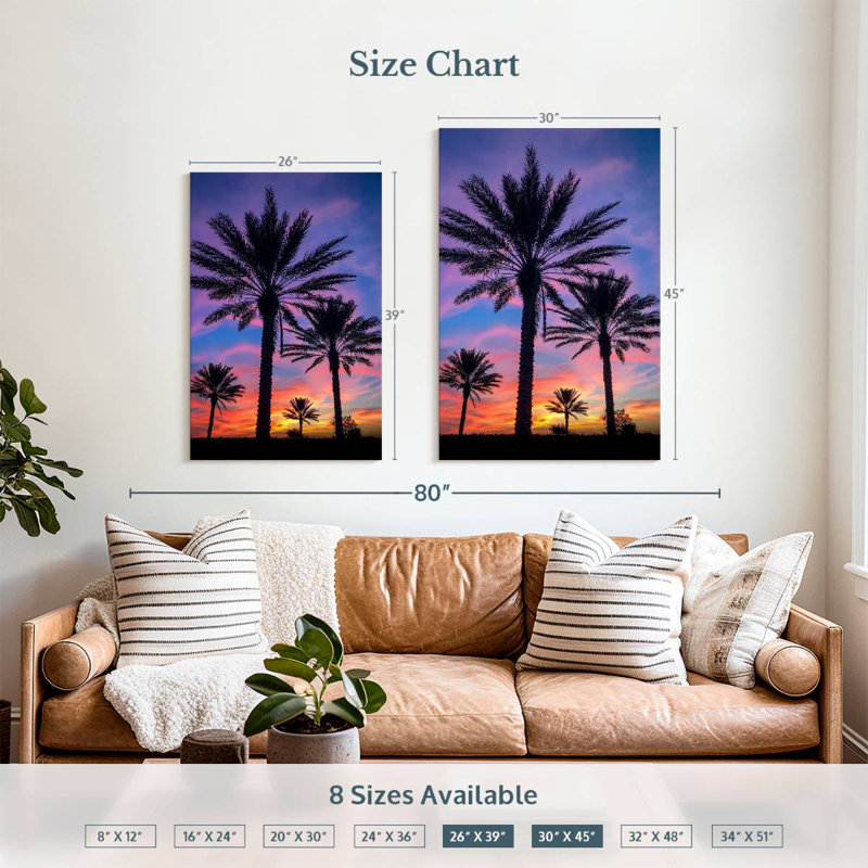 Harnek Dramatic Sunset Palms, 39" H x 26" W