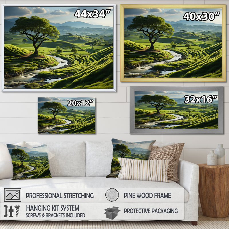 «Green Minimalisme Meadow II», impression d'art mural, H 30 po x l 40 po x P 1,5 po, Toile tendue