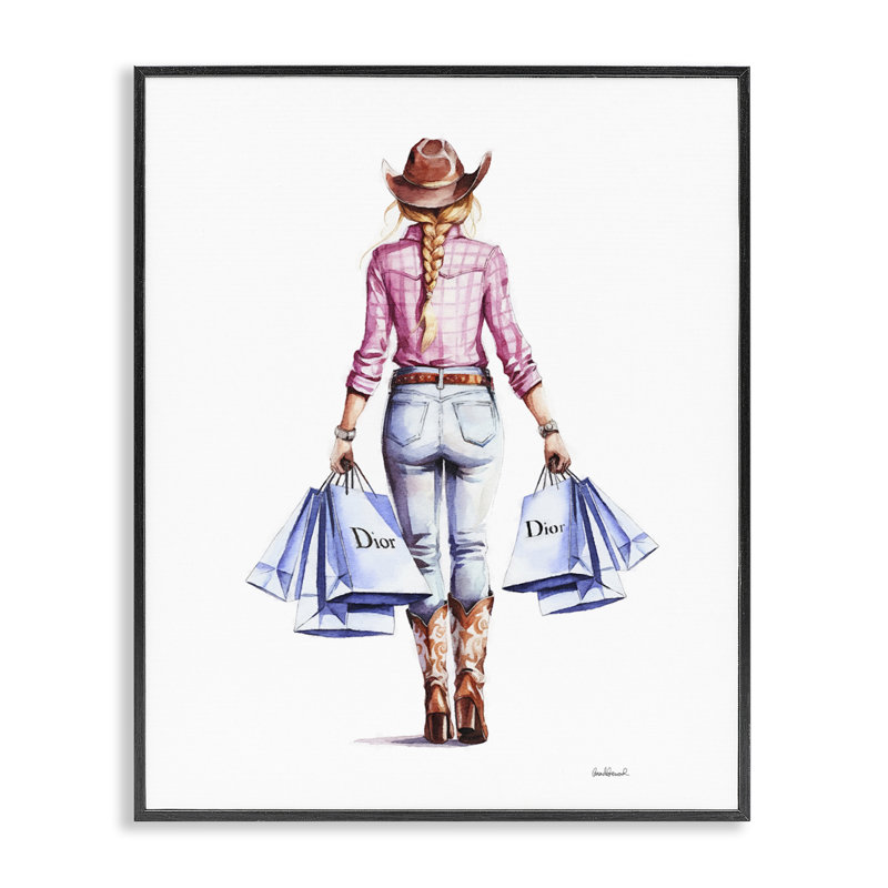  «Glam Cowgirl», art de la giclée encadrée par Amanda Greenwood, H 14 po x l 11 po, Giclée encadrée noir minuit