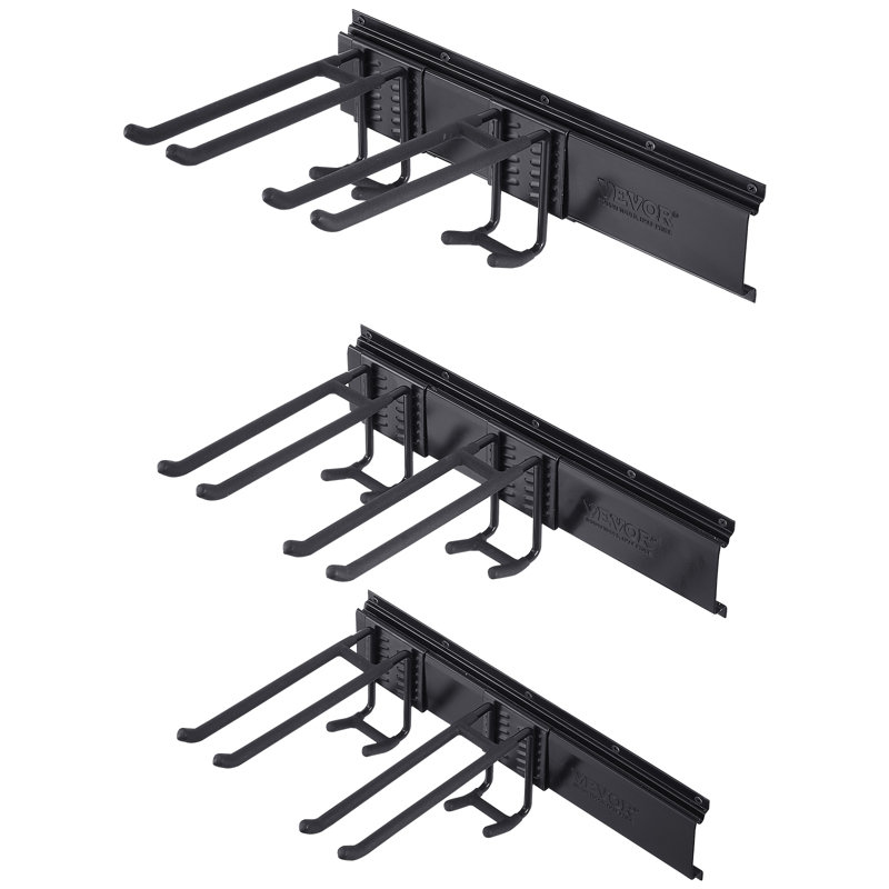 Black Carbon Steel Wall-Mounted Garage Tool Organizer